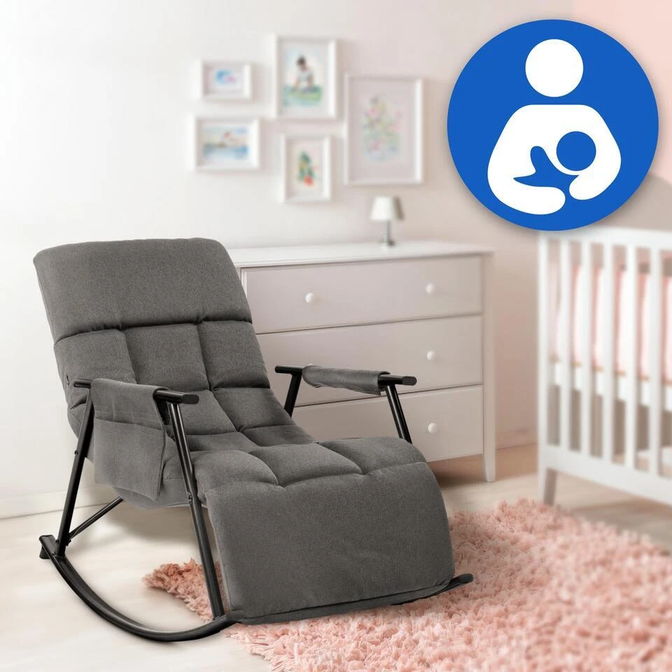 CLP Schommelstoel Cathy Stof - Donkergrijs 7 CLP Schommelstoel Cathy Stof - Donkergrijs - Afbeelding 5