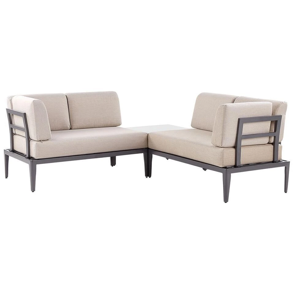 Beliani Loungeset RIMA III - Grijs Aluminium - Beige Kussenset 9 Beliani Loungeset RIMA III - Grijs Aluminium - Beige Kussenset - Afbeelding 7