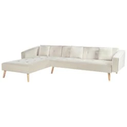 VADSO - Hoekslaapbank - Lichtbeige - Rechterzijde - Fluweel -Meubelwinkel c280091ccd384257a78bfc61fd138cb9