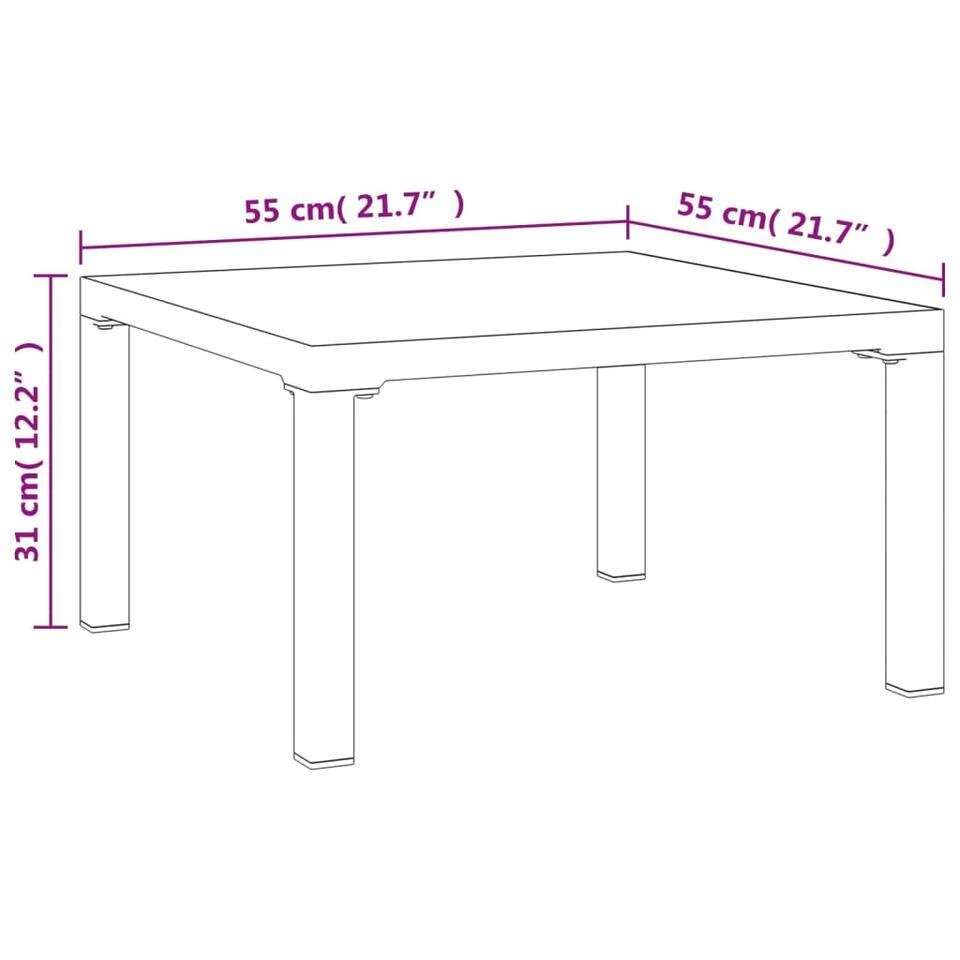 VidaXL - Tuintafel - Grijs - DPC En Staal - 55 X 55 X 31 Cm 8 VidaXL - Tuintafel - Grijs - DPC En Staal - 55 X 55 X 31 Cm - Afbeelding 6