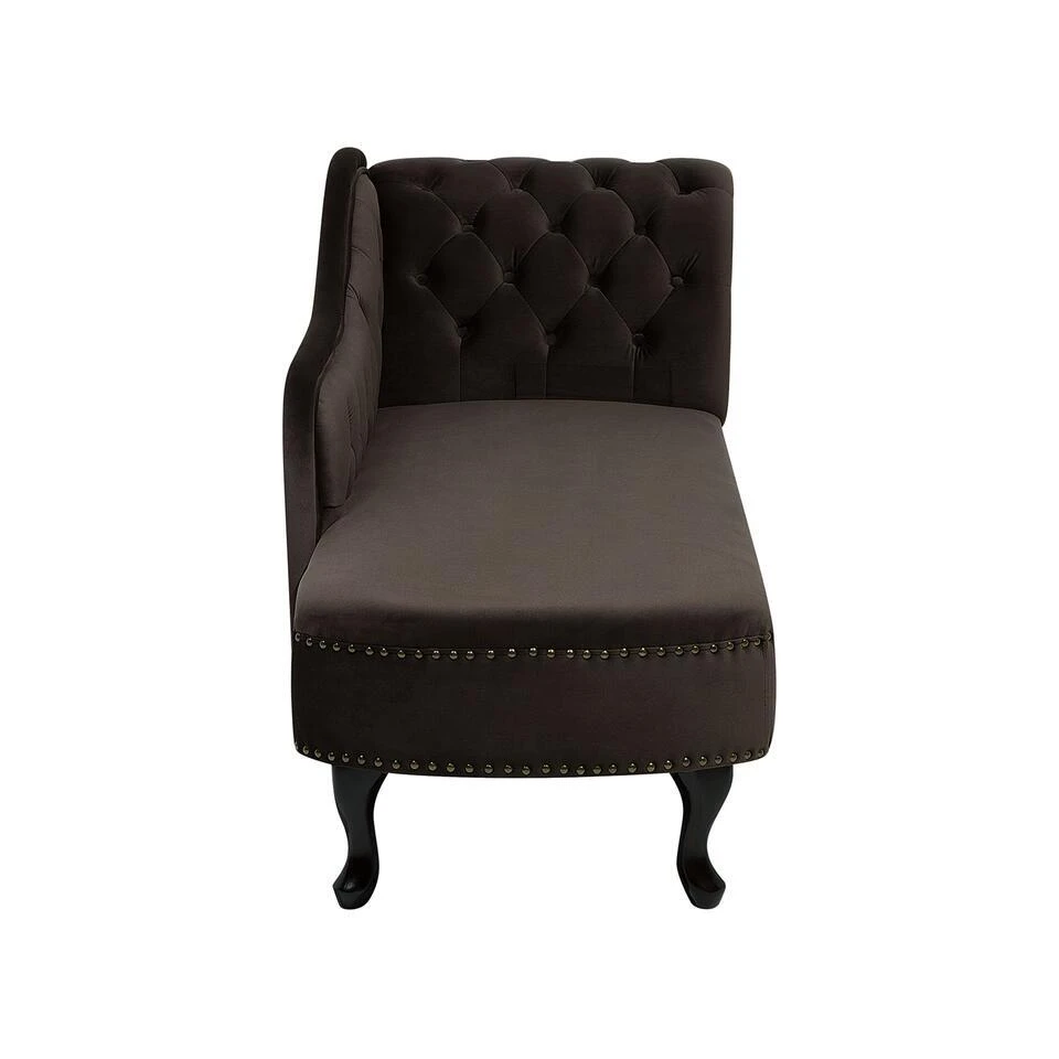 NIMES - Chaise Longue - Bruin - Rechterzijde - Fluweel 7 NIMES - Chaise Longue - Bruin - Rechterzijde - Fluweel - Afbeelding 5