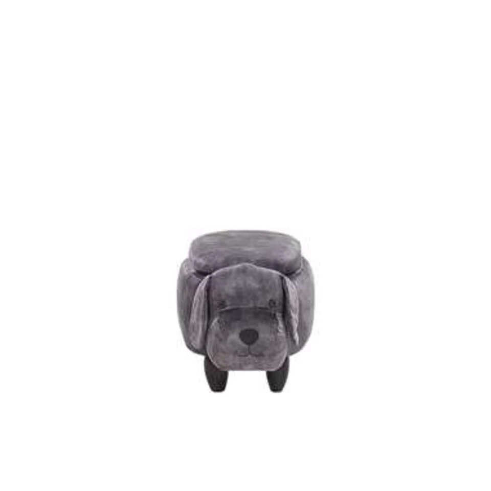 Beliani Dierenhocker DOGGY - Grijs Fluweel 6 Beliani Dierenhocker DOGGY - Grijs Fluweel - Afbeelding 4