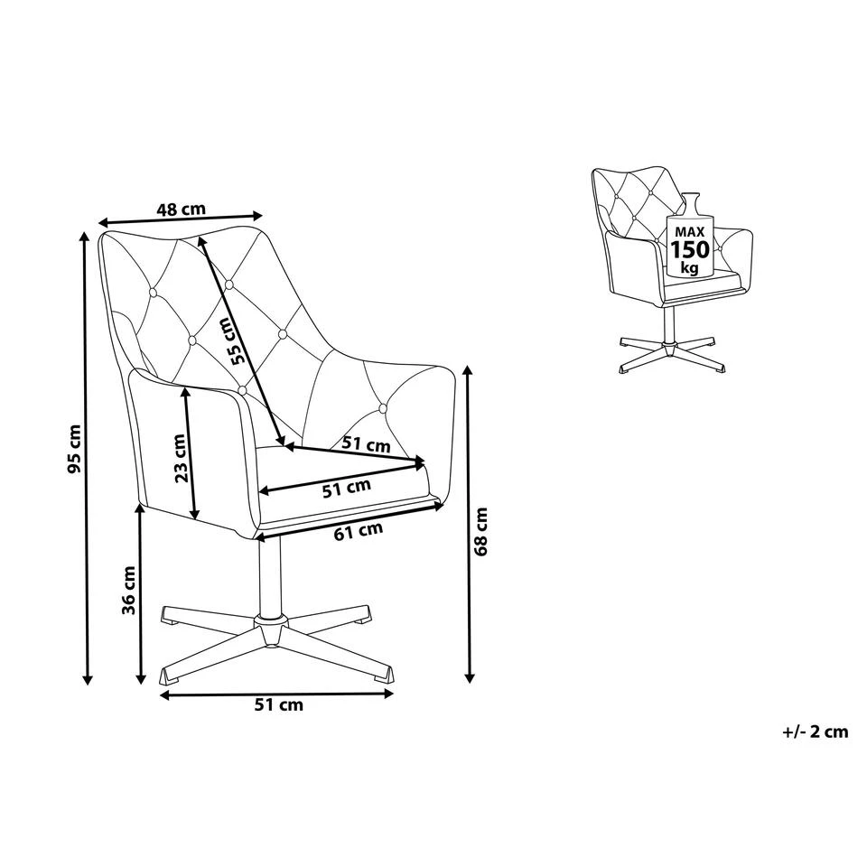 Beliani Fauteuil VAKSALA - Grijs Fluweel 5 Beliani Fauteuil VAKSALA - Grijs Fluweel - Afbeelding 3