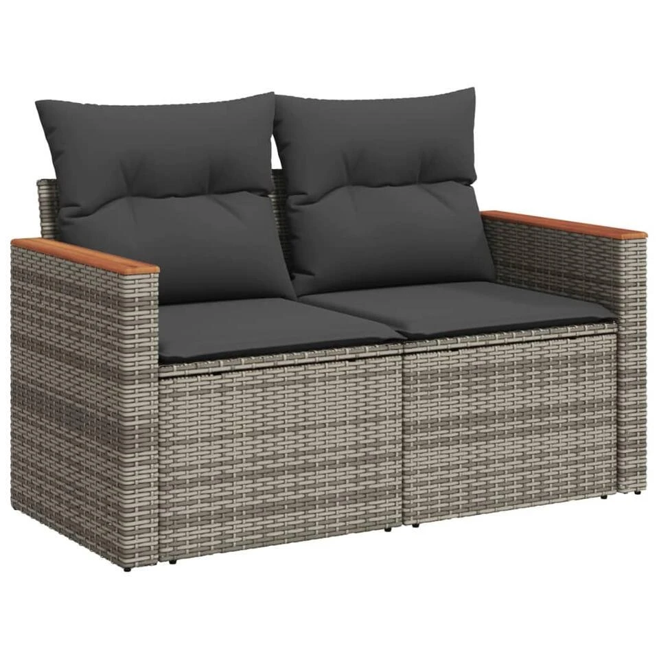 VidaXL 9-delige Loungeset Met Kussens - Grijs - Poly Rattan - Grijs 7 VidaXL 9-delige Loungeset Met Kussens - Grijs - Poly Rattan - Grijs - Afbeelding 5