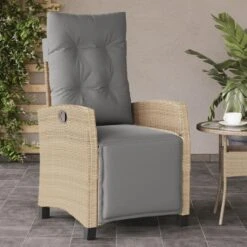 VidaXL - Tuinstoel Verstelbaar Met Voetensteun - Beige - Poly Rattan -Meubelwinkel cbdaf2c18a2644fa811b8d457d208afd