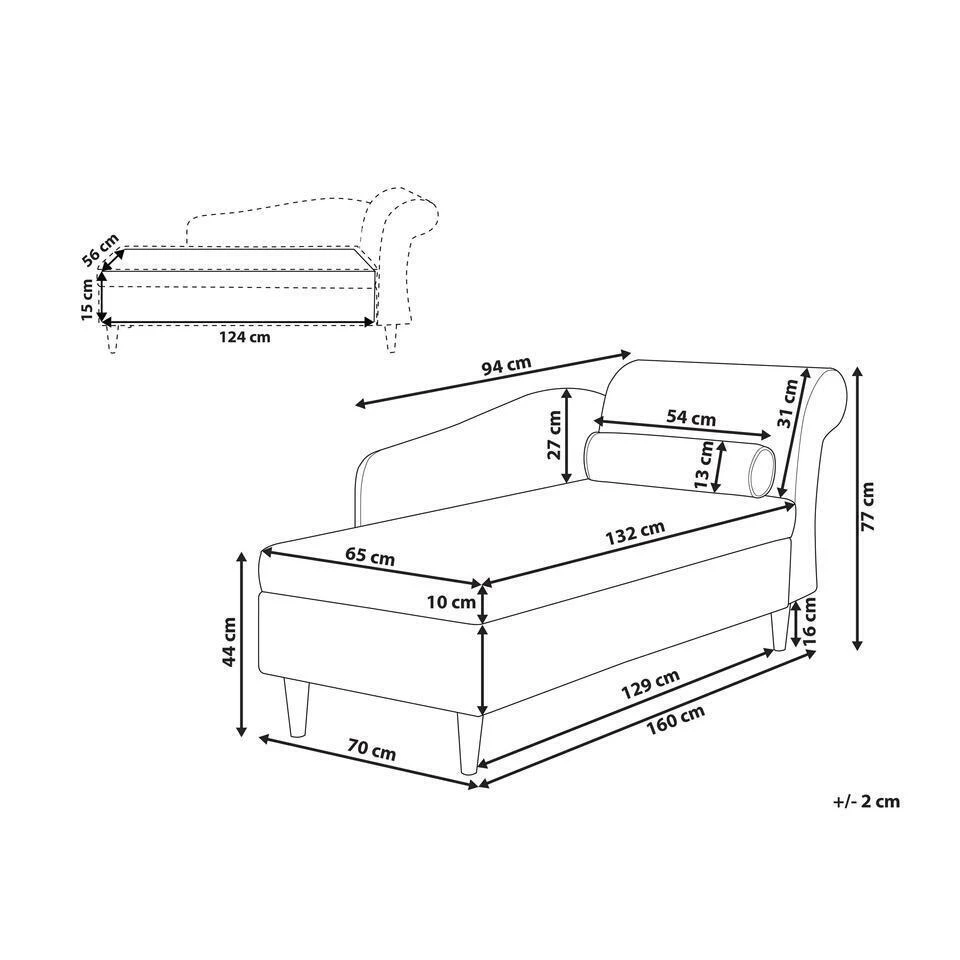 LUIRO - Chaise Longue - Zwart - Rechterzijde - Fluweel 5 LUIRO - Chaise Longue - Zwart - Rechterzijde - Fluweel - Afbeelding 3