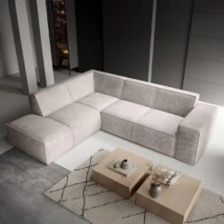 Meubella - Hoekbank Monet - Beige - Ribstof - Links -Meubelwinkel d16d29266d82416ab110c28b0df0b6f7