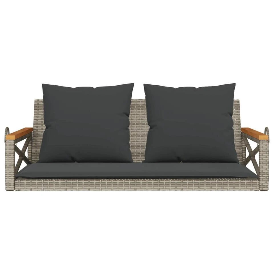 VidaXL - Schommelbank - Grijs - Poly Rattan - 62 X 109 X 40 Cm 6 VidaXL - Schommelbank - Grijs - Poly Rattan - 62 X 109 X 40 Cm - Afbeelding 4