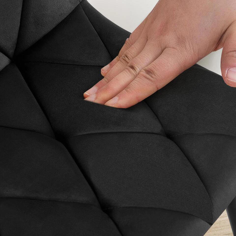 CLP Eetkamerstoel Clairton Zwart Frame - Fluweel - Zwart 6 CLP Eetkamerstoel Clairton Zwart Frame - Fluweel - Zwart - Afbeelding 4