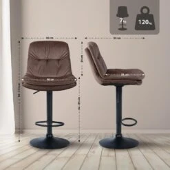 CLP Barkruk Laurel Zwart Frame - Fluweel - Bruin -Meubelwinkel d8c5ad9c8d6a42f39fd944a8e35ccc3f