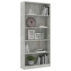 VidaXL Boekenkast Met 5 Schappen 80x24x175 Cm Bewerkt Hout Betongrijs -Meubelwinkel da9d54a35b774f88a950b7a40faaded4