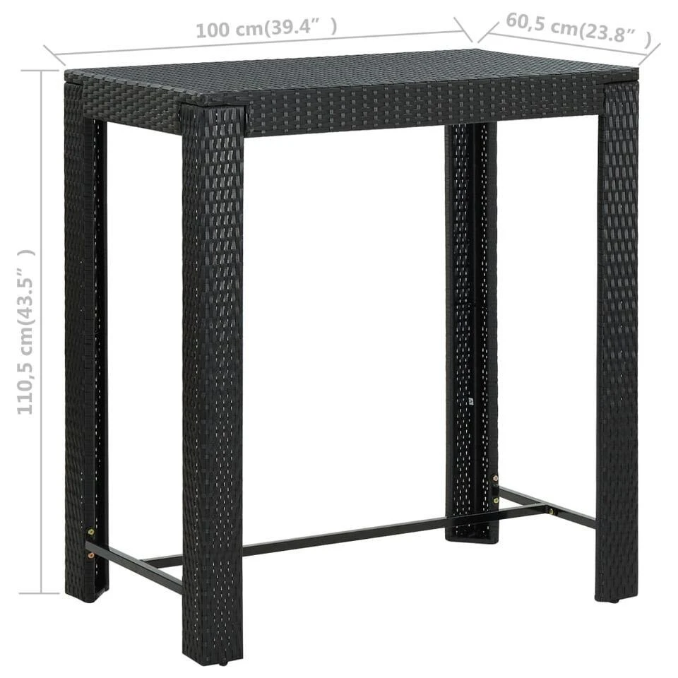VidaXL - Tuinset - Zwart - Poly Rattan 9 VidaXL - Tuinset - Zwart - Poly Rattan - Afbeelding 7