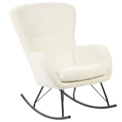 ANASET - Schommelstoel - Wit/Zwart - Bouclé -Meubelwinkel ddc0d300113a40ff97bb3ffb6159daf0