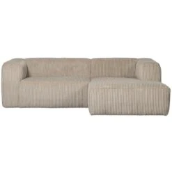 WOOOD Bean Chaise Longue Bank Rechts - Ribstof - Travertin -73x254x178 -Meubelwinkel e1e4482a5ff841d0bdd16e8c432e6549