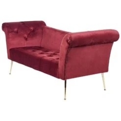 NANTILLY - Chaise Longue - Rood - Fluweel -Meubelwinkel e6fb199fa34a4577929f59518e415abf
