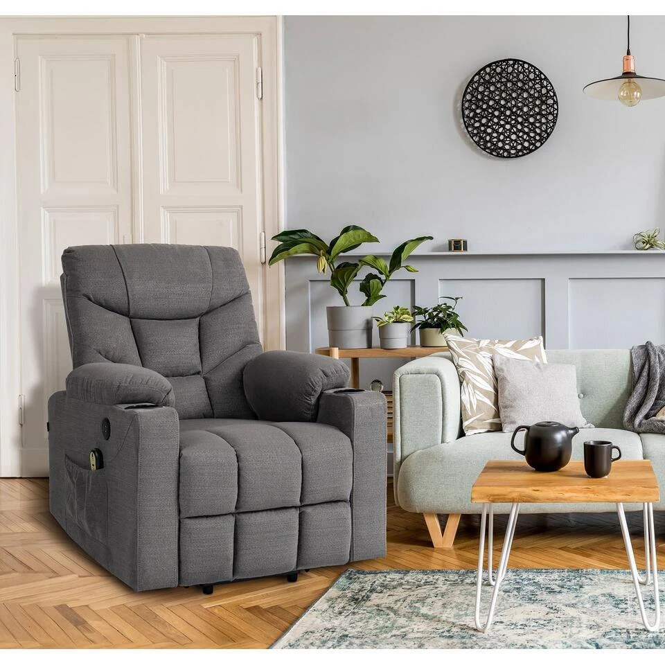 CLP Fauteuil Andover Zwart Frame - Stof - Grijs 5 CLP Fauteuil Andover Zwart Frame - Stof - Grijs - Afbeelding 3