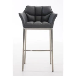 CLP Barkruk Damaso Roestvrij Staal Frame - Kunstleer - Grijs -Meubelwinkel e8f3dbee0ea643e3a391f9dc938685fc