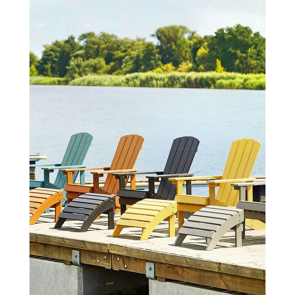 ADIRONDACK - Tuinstoel Met Voetenbank - Grijs - Kunsthout 4 ADIRONDACK - Tuinstoel Met Voetenbank - Grijs - Kunsthout - Afbeelding 2