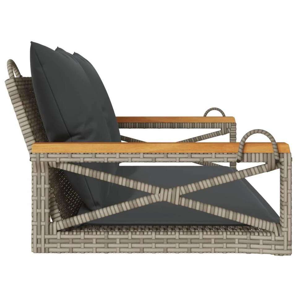 VidaXL - Schommelbank - Grijs - Poly Rattan - 62 X 109 X 40 Cm 7 VidaXL - Schommelbank - Grijs - Poly Rattan - 62 X 109 X 40 Cm - Afbeelding 5