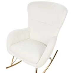 ANASET - Schommelstoel - Wit/Goud - Bouclé -Meubelwinkel f27ffa9226d84bc486e4eb570d8e6f23