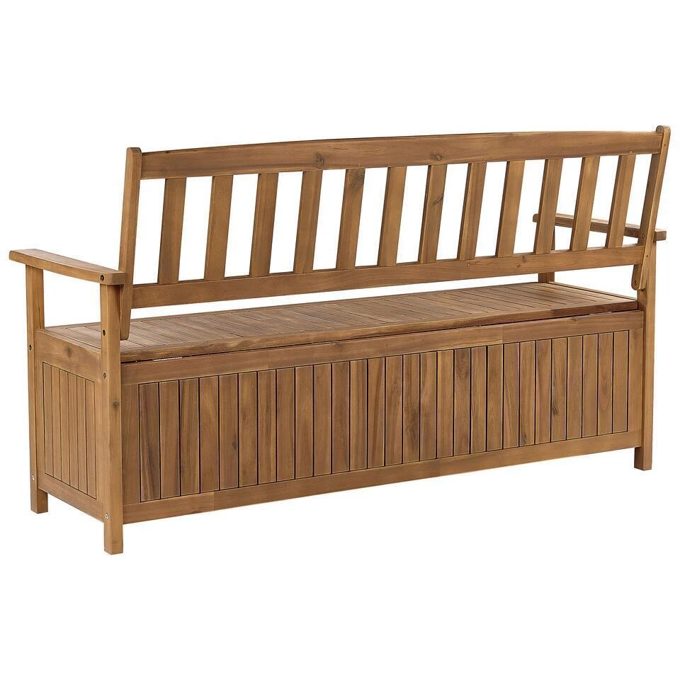 SOVANA - Tuinbank Met Opbergruimte - Lichthout/Taupe - Acaciahout 9 SOVANA - Tuinbank Met Opbergruimte - Lichthout/Taupe - Acaciahout - Afbeelding 7