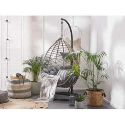 ARSITA - Hangstoel - Grijs - 100 Cm - PE Rotan -Meubelwinkel f71a091ed66342a38d9c461e00178eea
