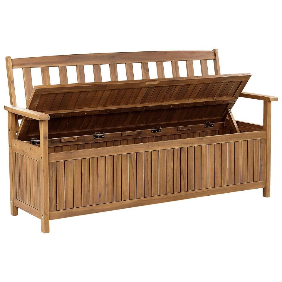 SOVANA - Tuinbank Met Opbergruimte - Lichthout/Taupe - Acaciahout 7 SOVANA - Tuinbank Met Opbergruimte - Lichthout/Taupe - Acaciahout - Afbeelding 5