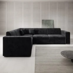 Meubella - Hoekbank Santana - Zwart - Velvet - Links 10 Meubella - Hoekbank Santana - Zwart - Velvet - Links -Meubelwinkel fb4165ba048846a69bb46c4141805ca0