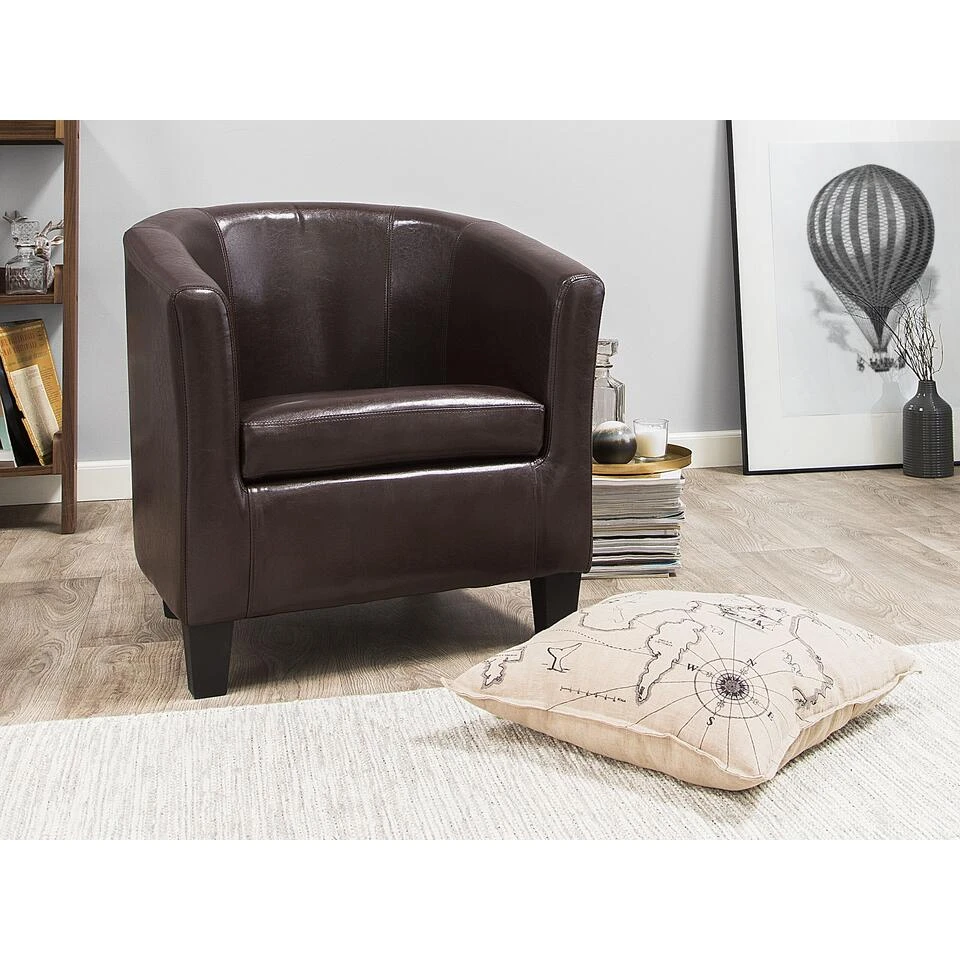 Beliani Fauteuil BORWICK - Bruin Kunstleer 4 Beliani Fauteuil BORWICK - Bruin Kunstleer - Afbeelding 2