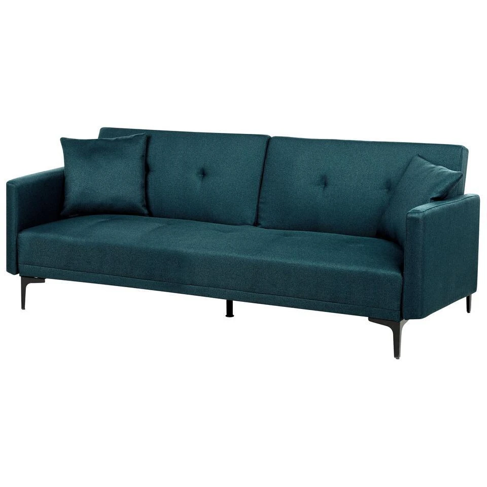 LUCAN - Slaapbank 3-zits - Blauw - Polyester 7 LUCAN - Slaapbank 3-zits - Blauw - Polyester - Afbeelding 5