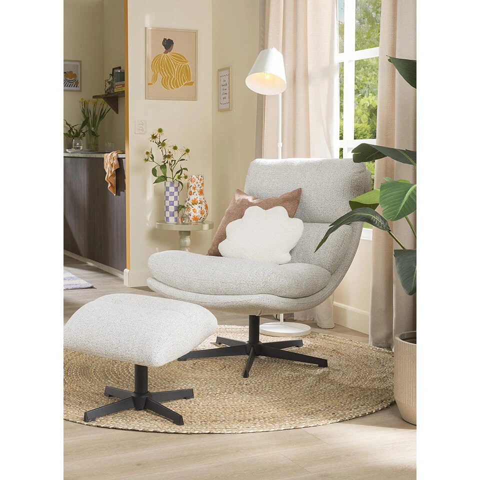 Fauteuil Bobbi Incl. Hocker - Greige 9 Fauteuil Bobbi Incl. Hocker - Greige - Afbeelding 7