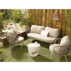 Tuinbijzettafel Corfu - Zand - 46x50x40 Cm -Meubelwinkel sf 50155605